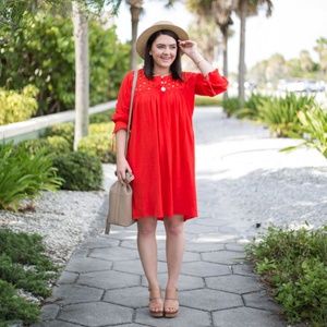 MADEWELL Eyelet Daybreak Dress Red {O49}